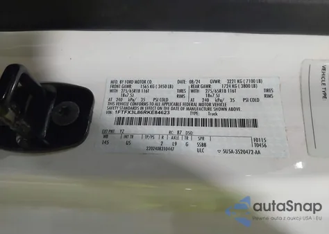 2024 Ford F-150 Xlt из США, поврежденный, VIN 1FTFX3L86RKE84623